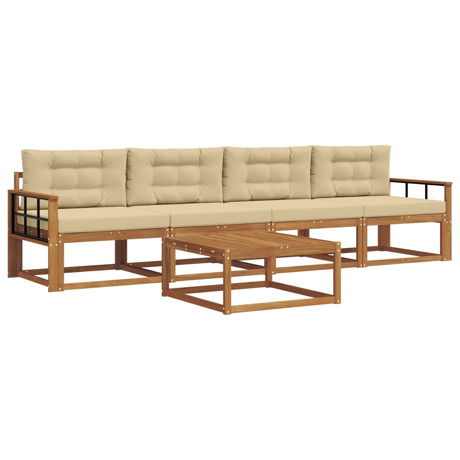 Set vanjskih sofa s jastukom 5 pcs Prirodna i bež