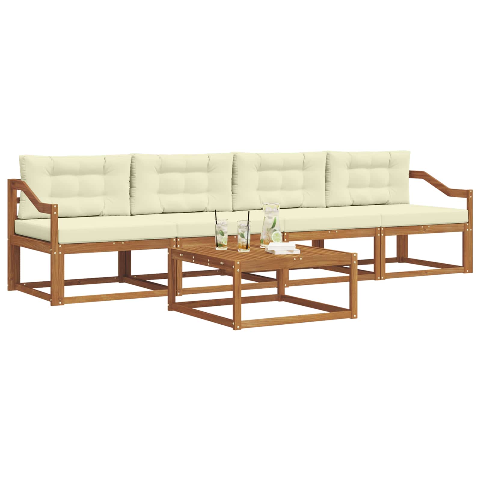 Set vanjskih sofa s jastukom 5 pcs Prirodna i krem