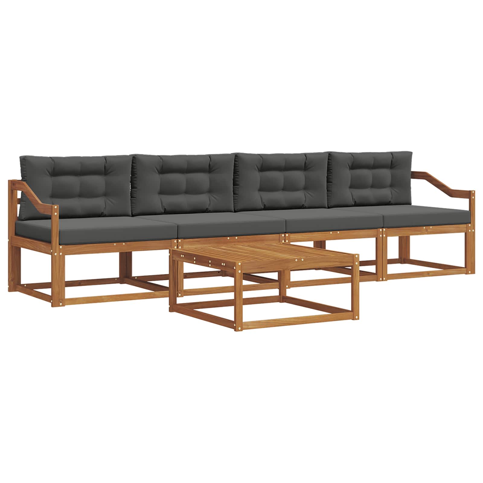 Set vanjskih sofa s jastukom 5 pcs Prirodna i antracit