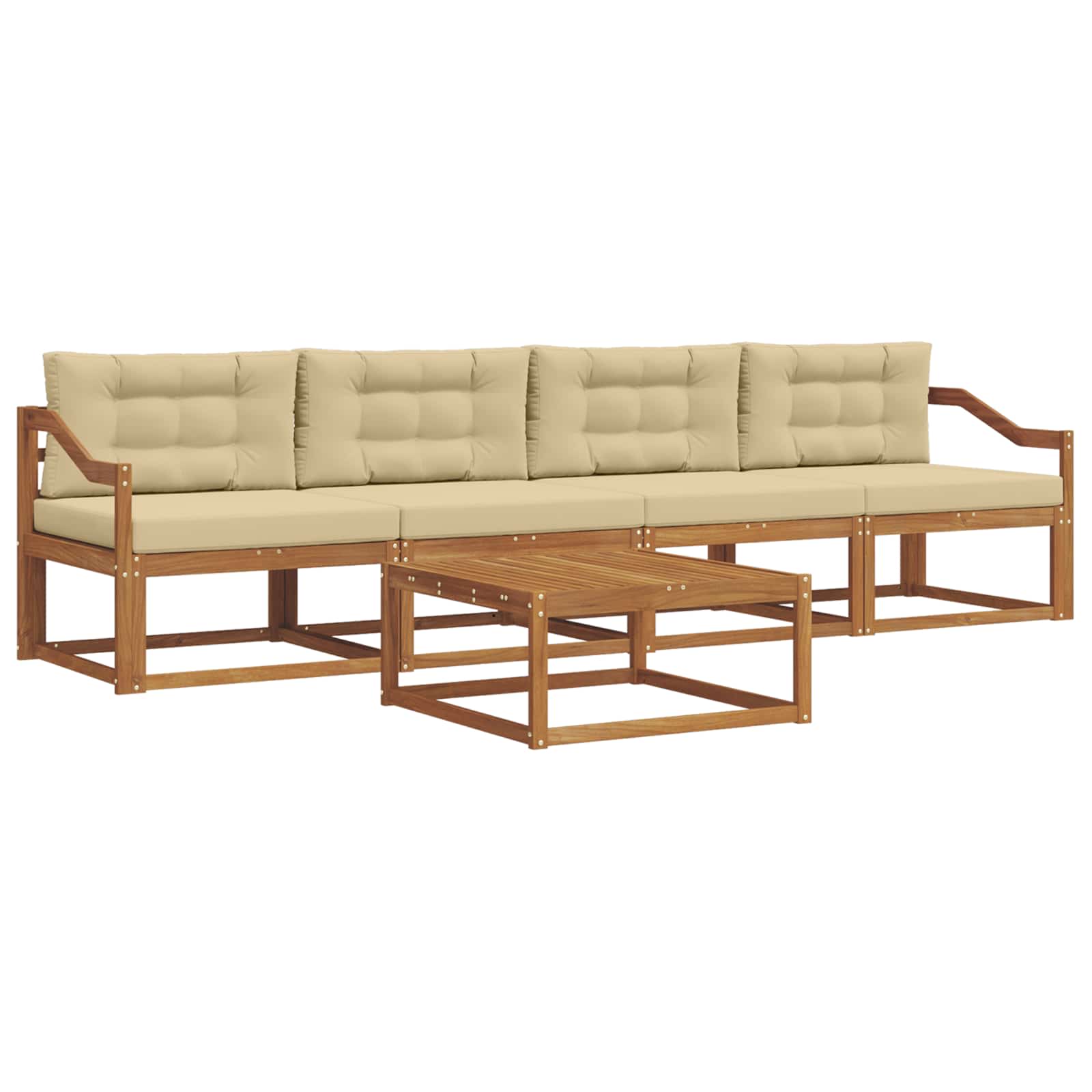 Set vanjskih sofa s jastukom 5 pcs Prirodna i bež