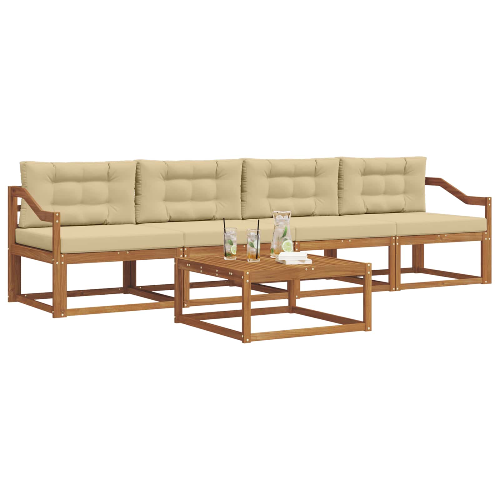 Set vanjskih sofa s jastukom 5 pcs Prirodna i bež