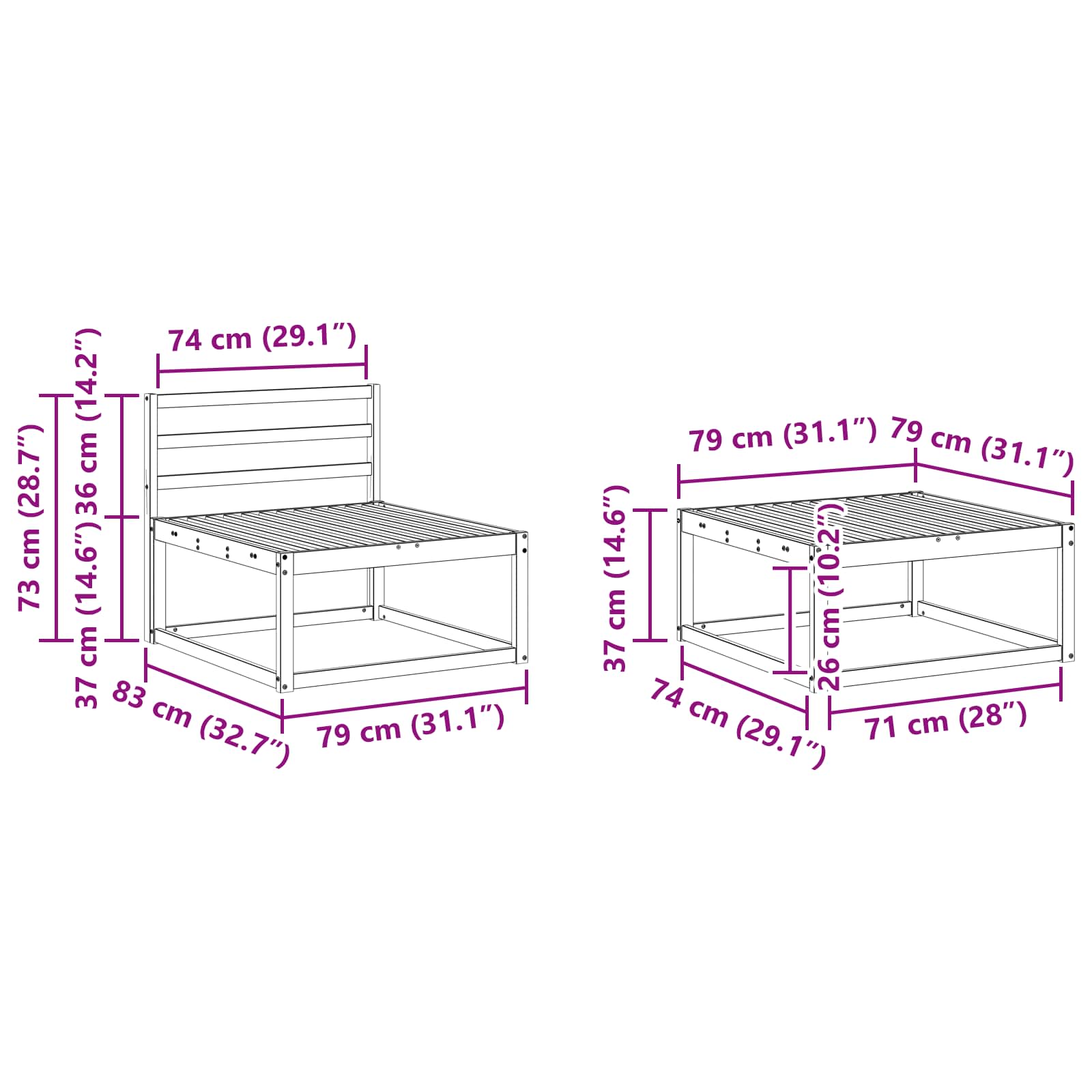Set vanjskih sofa 6 pcs Prirodna Čvrsto drvo akacije