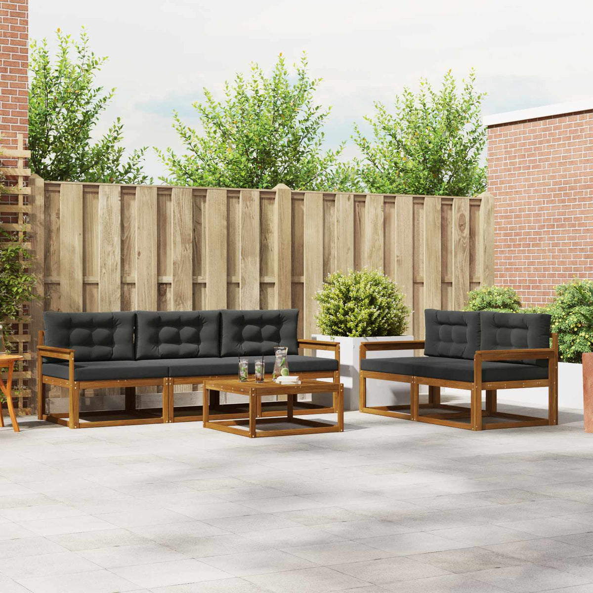 Set vanjskih sofa s jastukom 6 pcs Prirodna i antracit