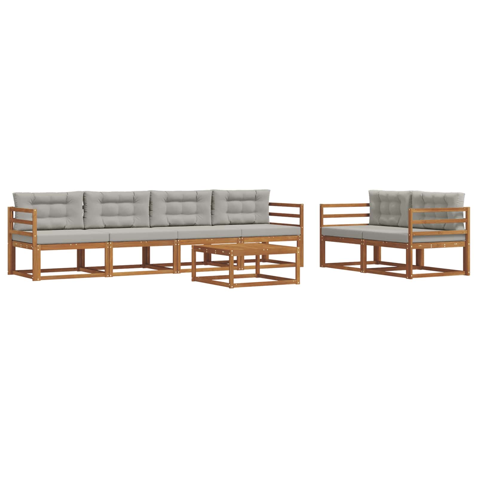 Set vanjskih sofa 7 pcs Prirodna i svijetlo siva