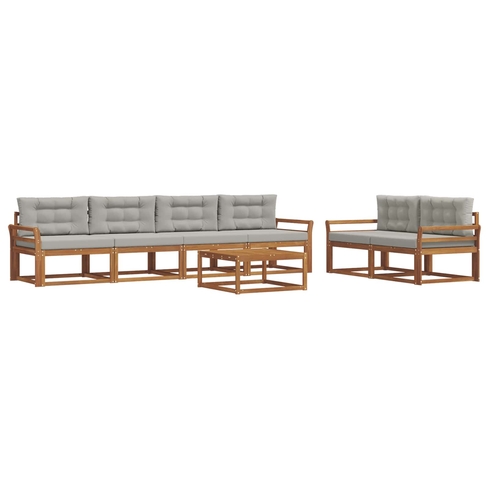 Set vanjskih sofa 7 pcs Prirodna i svijetlo siva