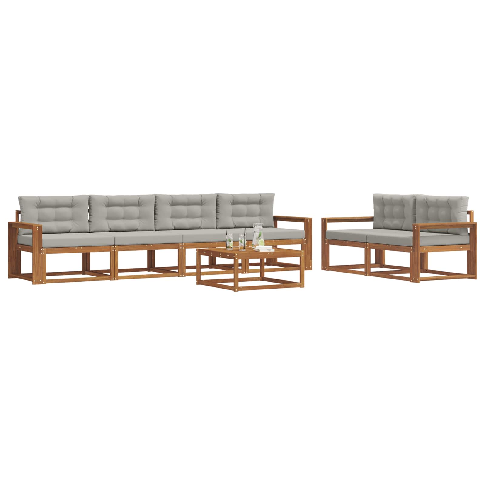 Set vanjskih sofa 7 pcs Prirodna i svijetlo siva