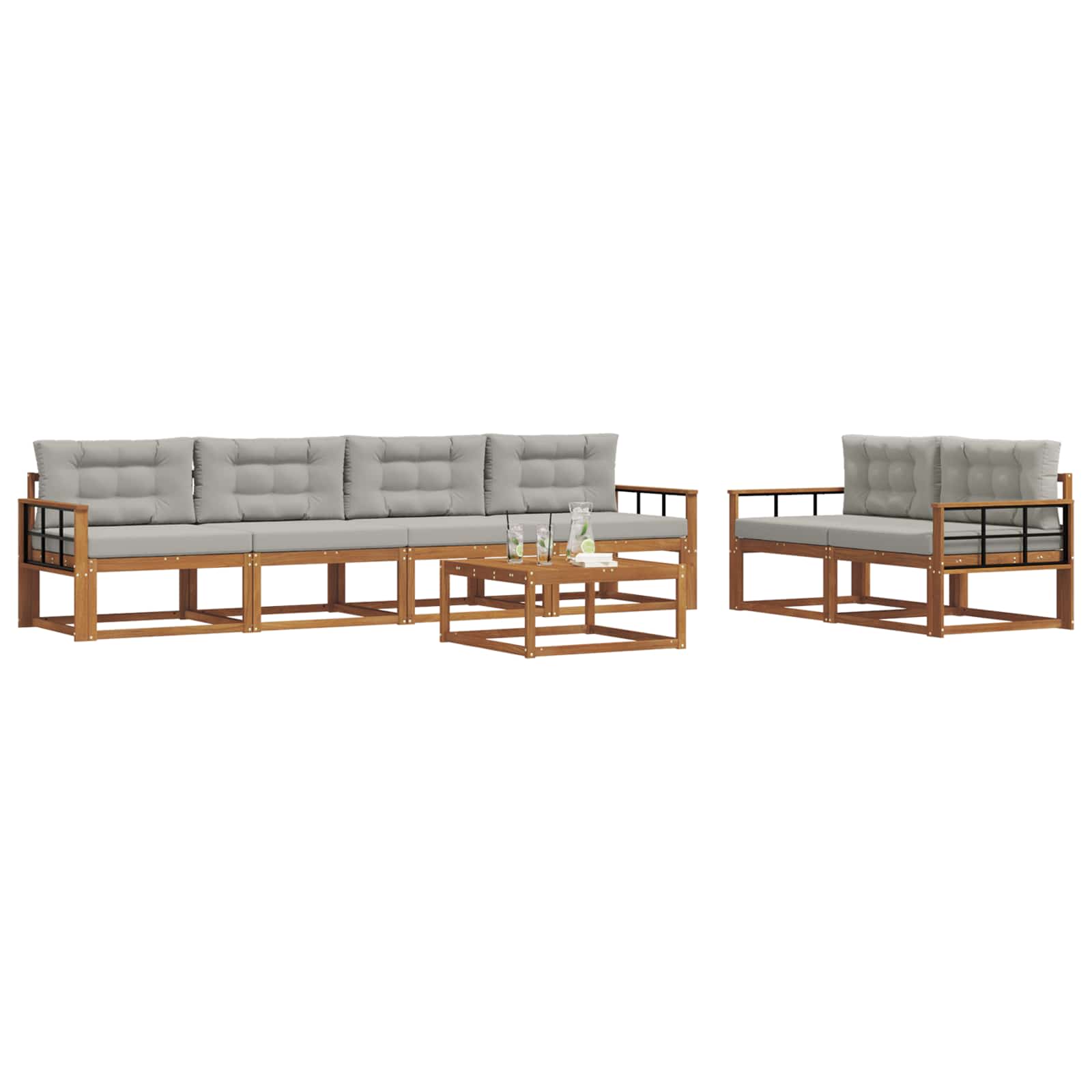 Set vanjskih sofa 7 pcs Prirodna i svijetlo siva