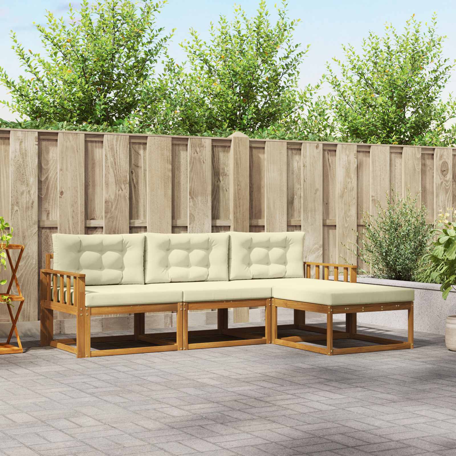 Set vanjskih sofa s jastukom 4 pcs Prirodna i krem