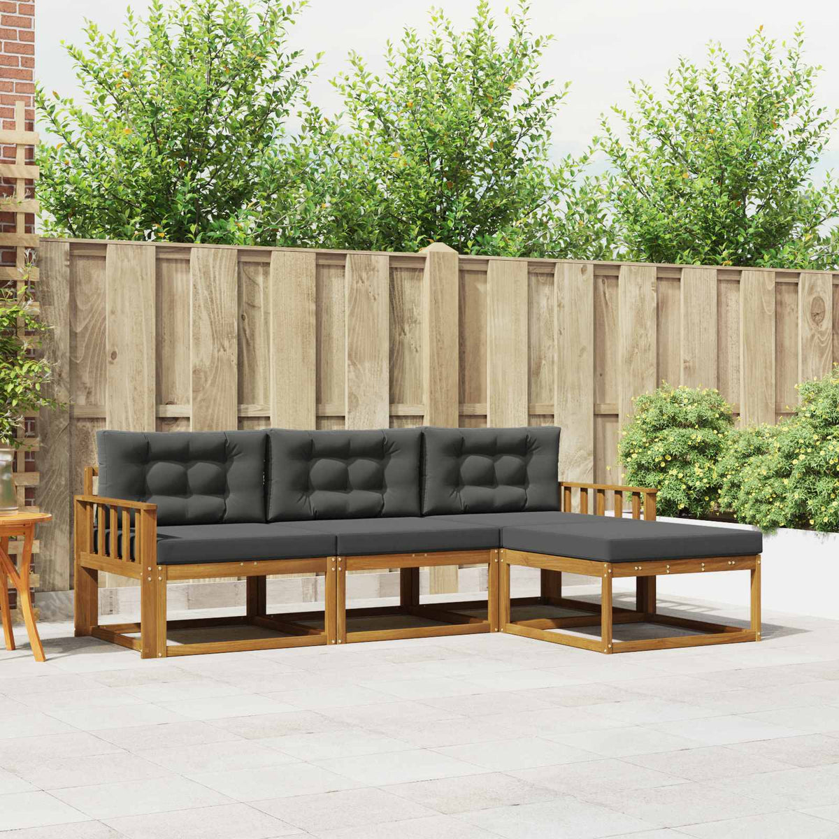 Set vanjskih sofa 4 kom. Prirodna i antracit Smeđa 249,5 x 162,5 x 73 cm