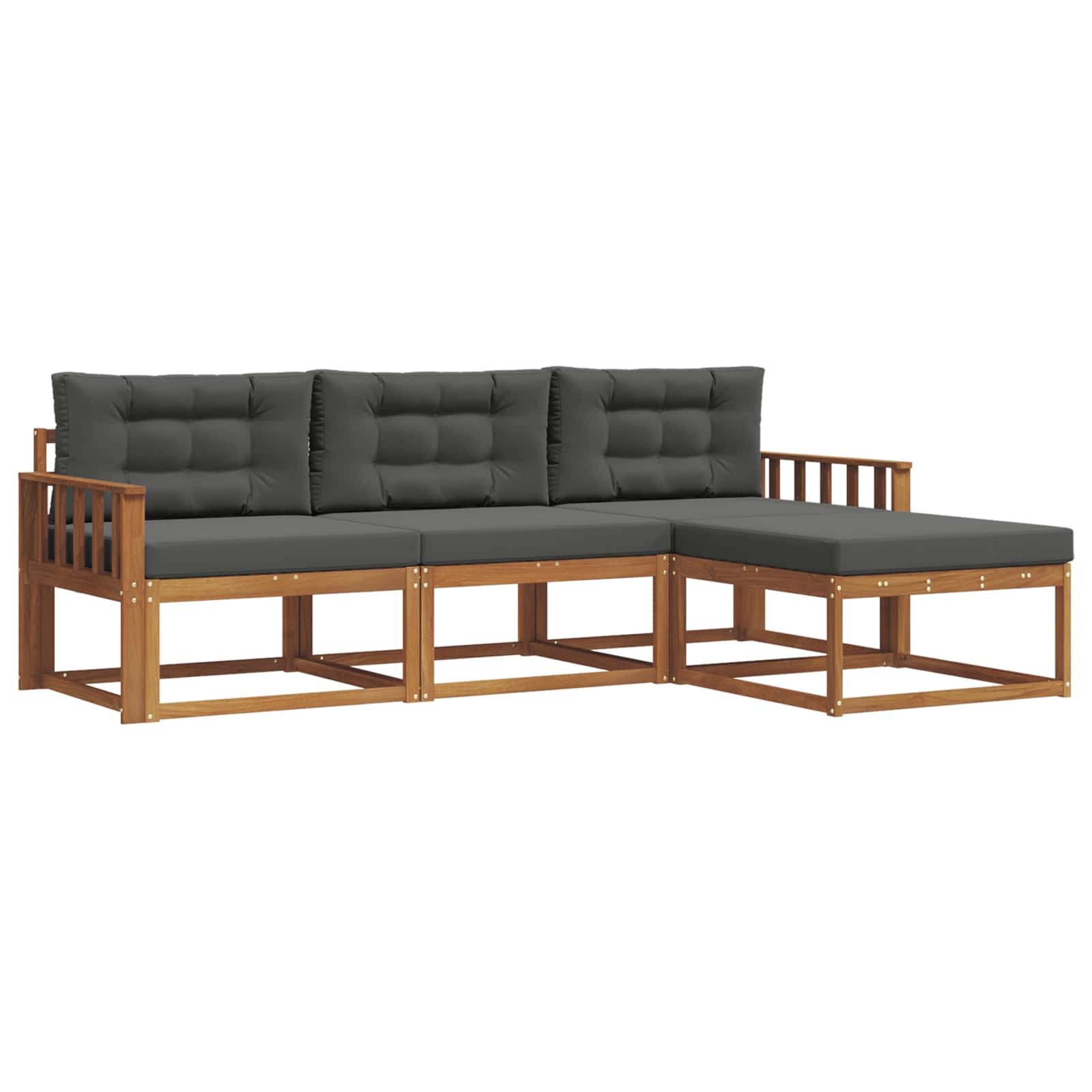 Set vanjskih sofa s jastukom 4 pcs Prirodna i antracit