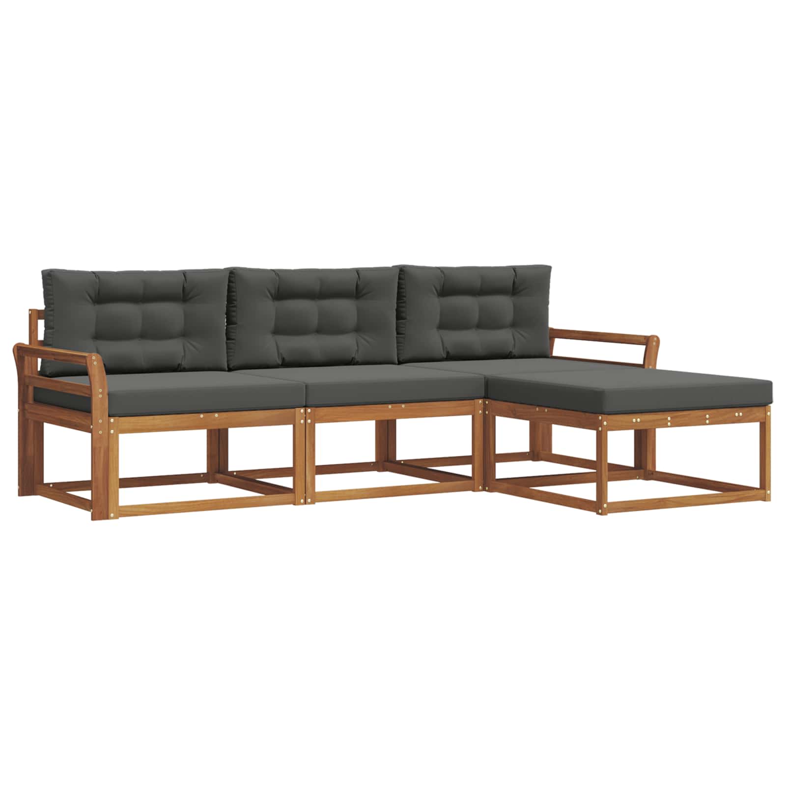 Set vanjskih sofa s jastukom 4 pcs Prirodna i antracit