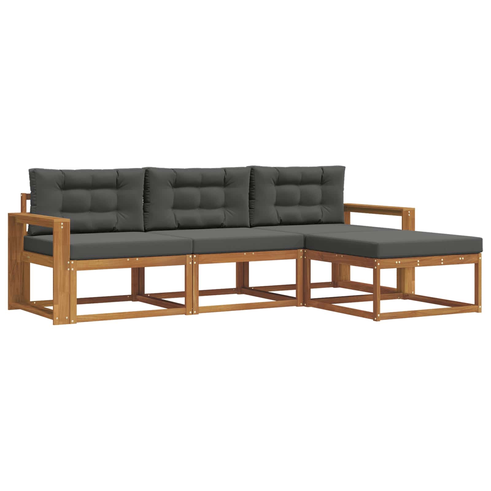Set vanjskih sofa s jastukom 4 pcs Prirodna i antracit