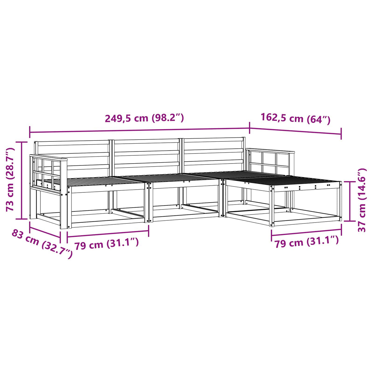 Set vanjskih sofa 4 kom. Prirodna Čvrsto drvo akacije