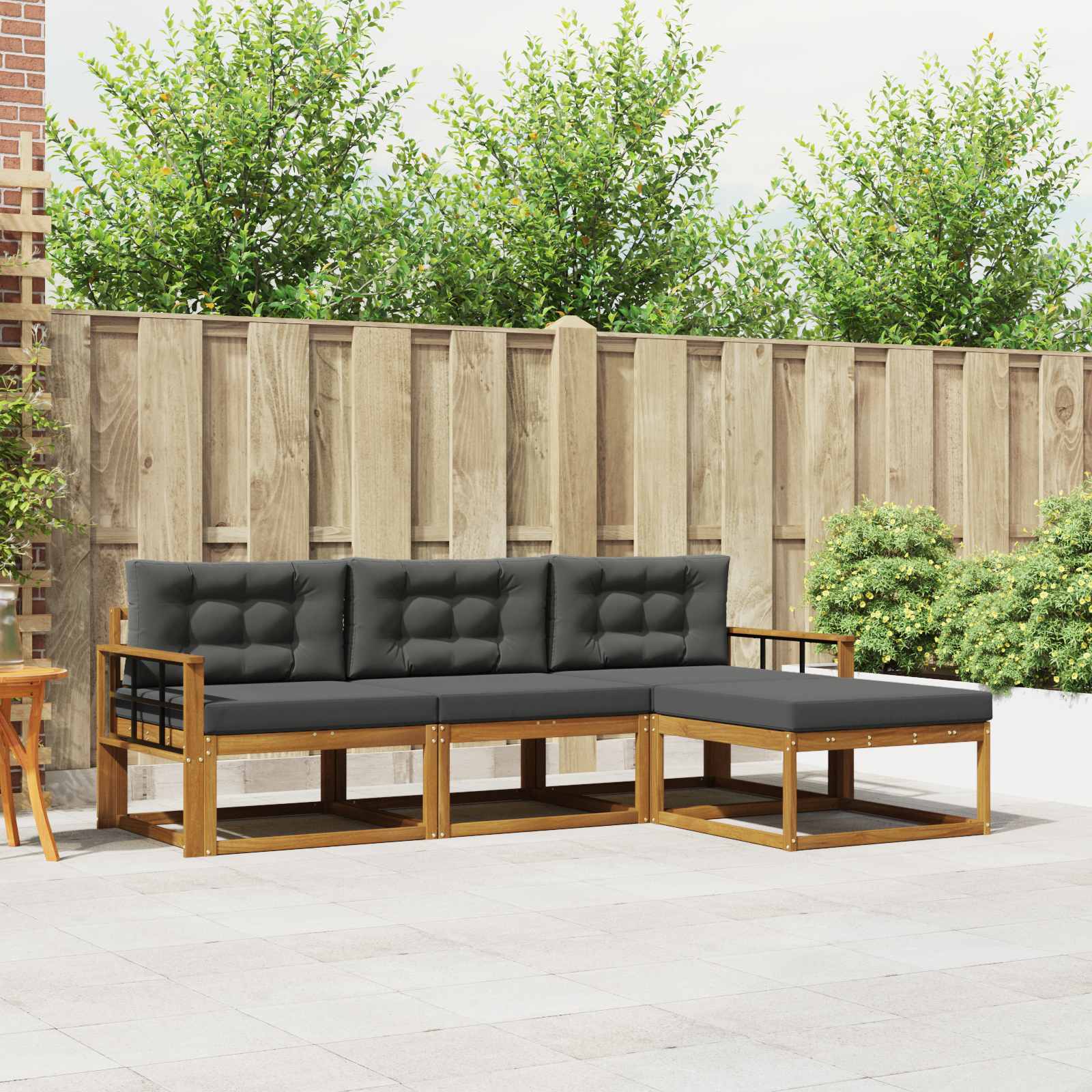 Set vanjskih sofa s jastukom 4 pcs Prirodna i antracit
