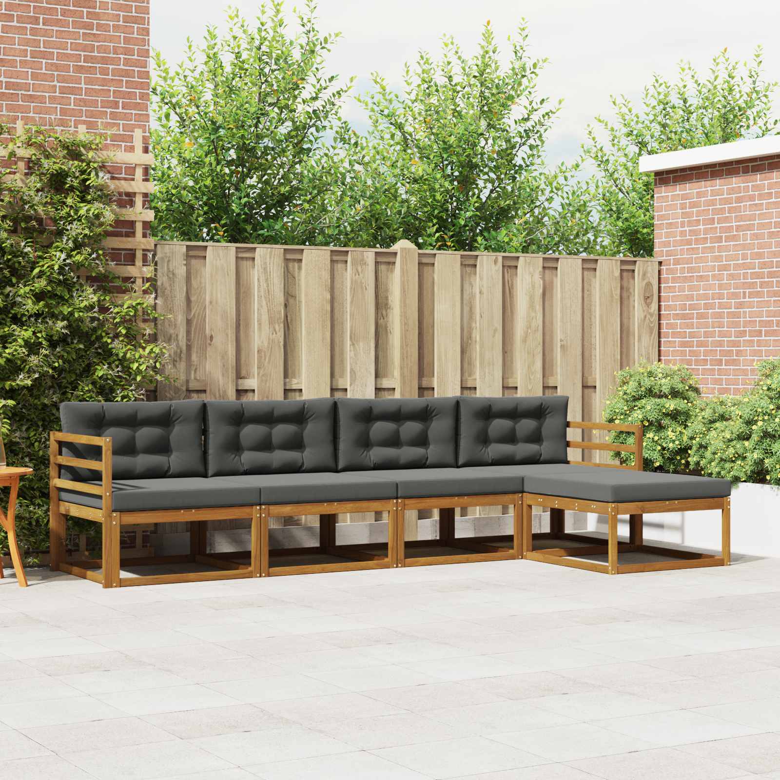 Set vanjskih sofa s jastukom 5 pcs Prirodna i antracit