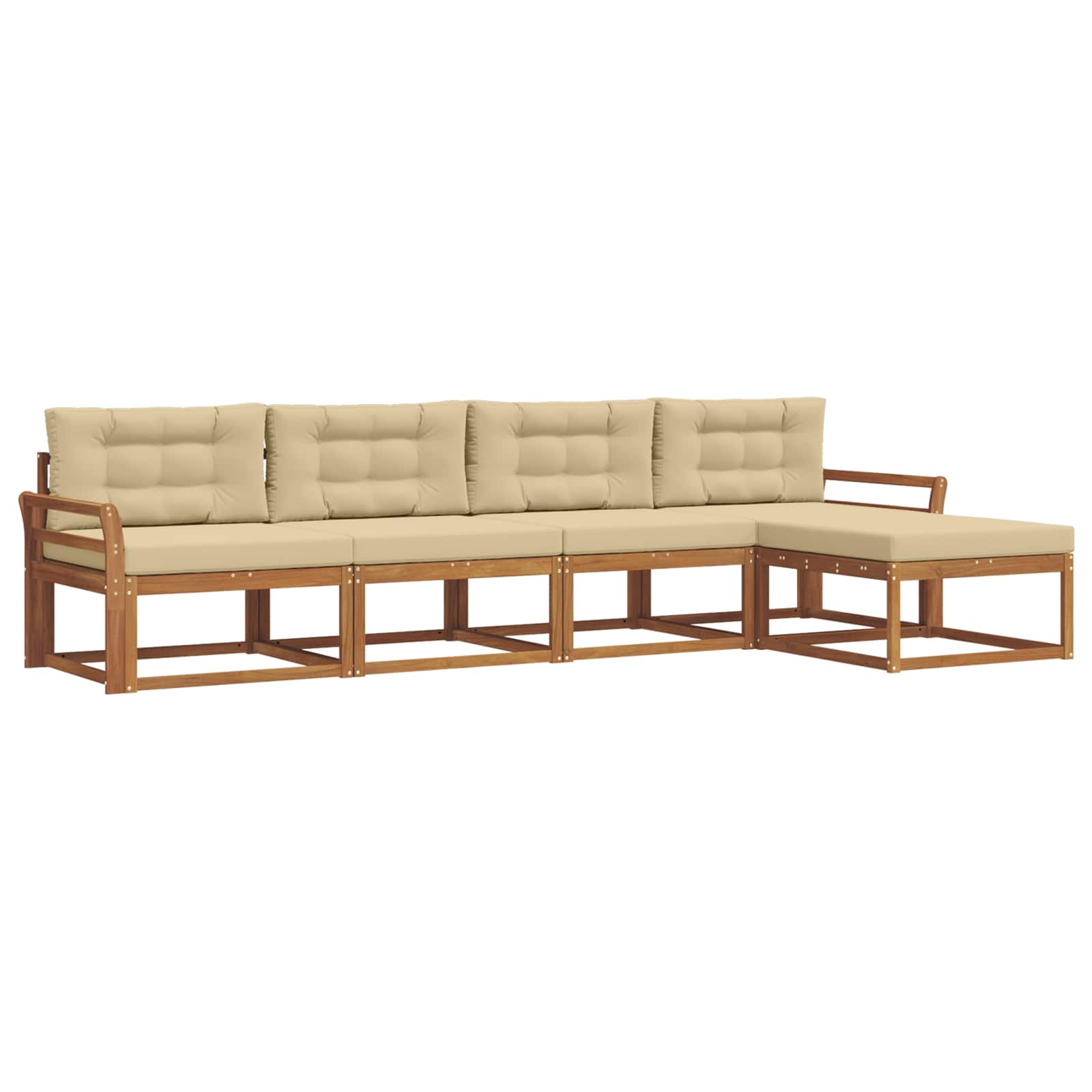 Set vanjskih sofa s jastukom 5 pcs Prirodna i bež
