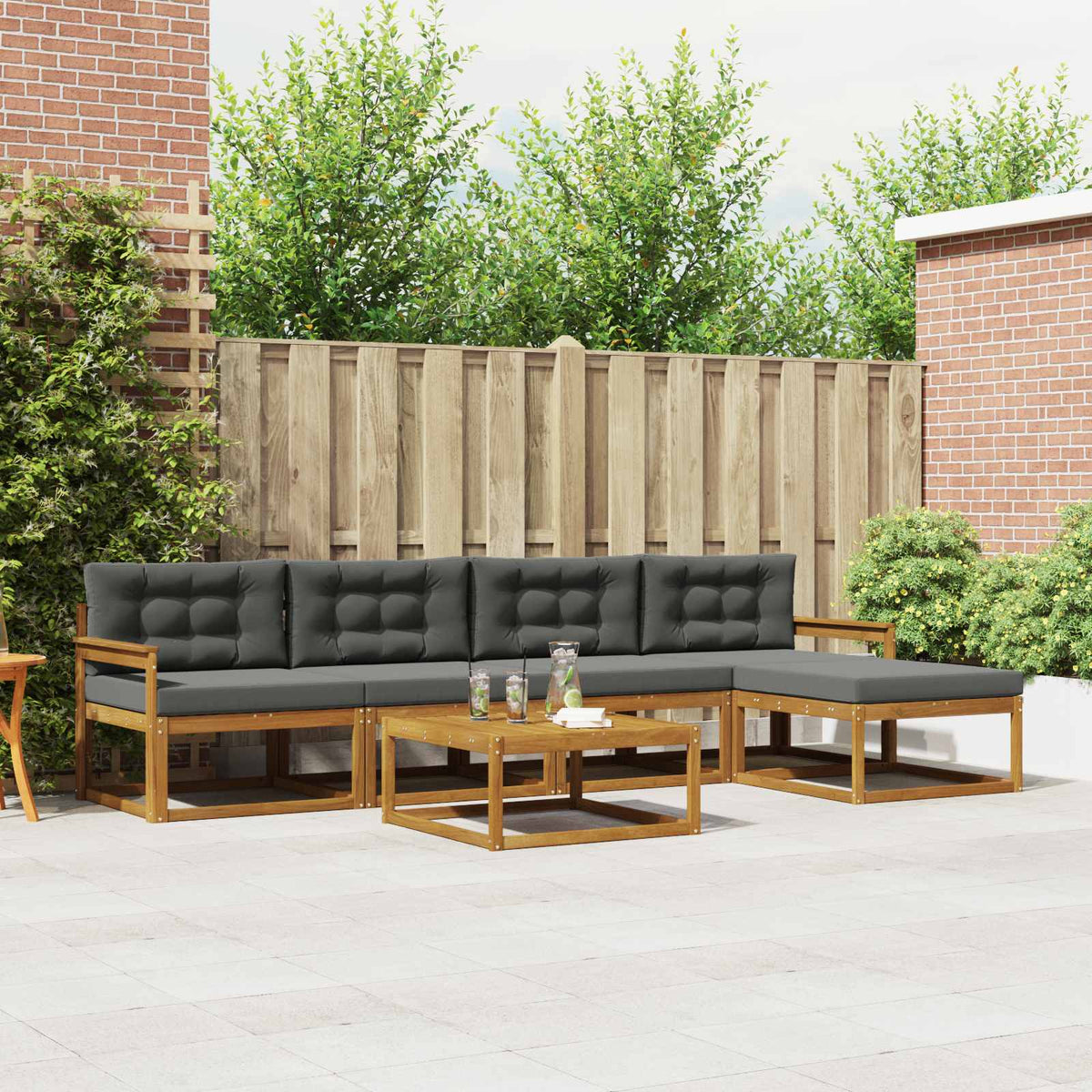 Set vanjskih sofa s jastukom 6 pcs Prirodna i antracit