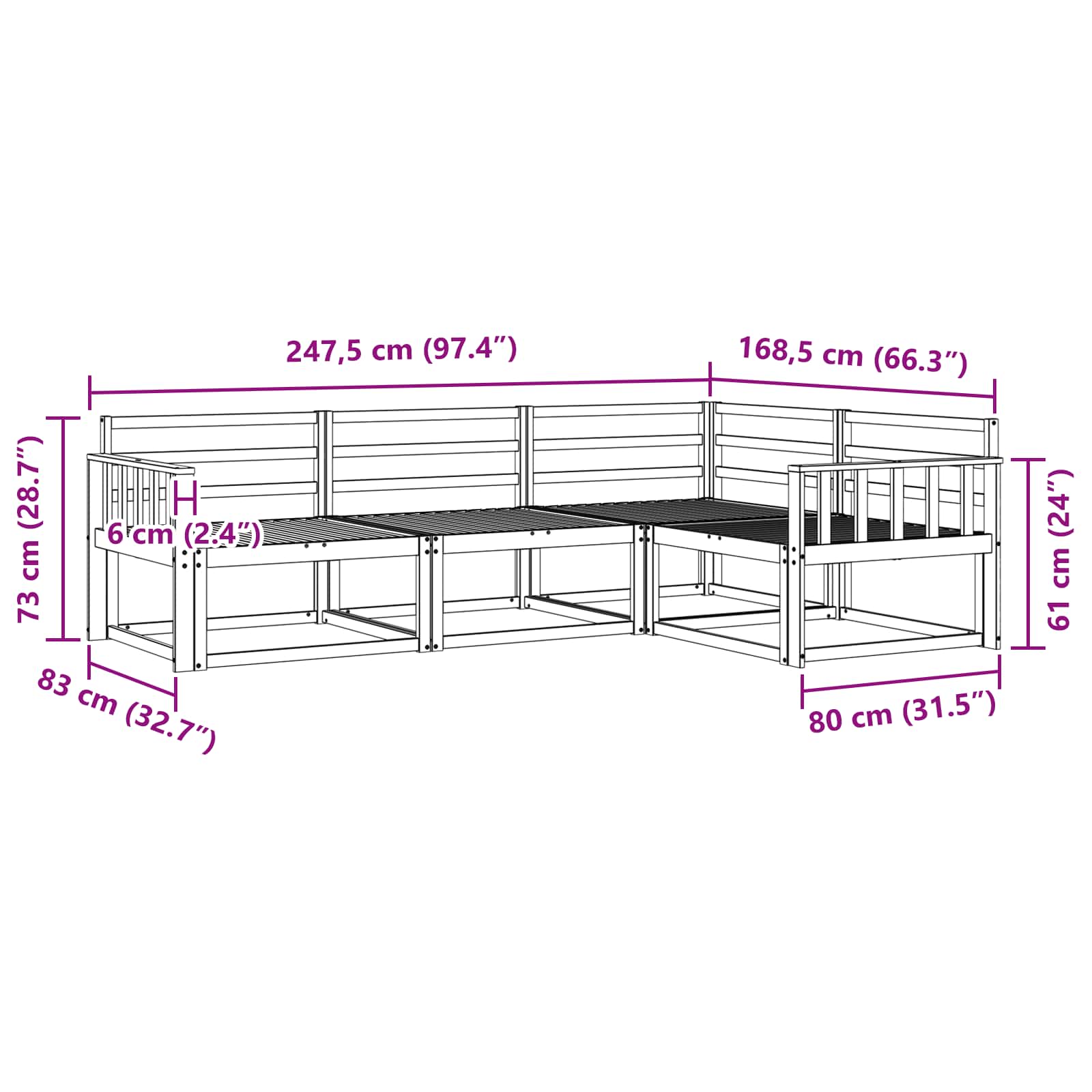 Set vanjskih sofa 4 pcs Prirodna Čvrsto drvo akacije