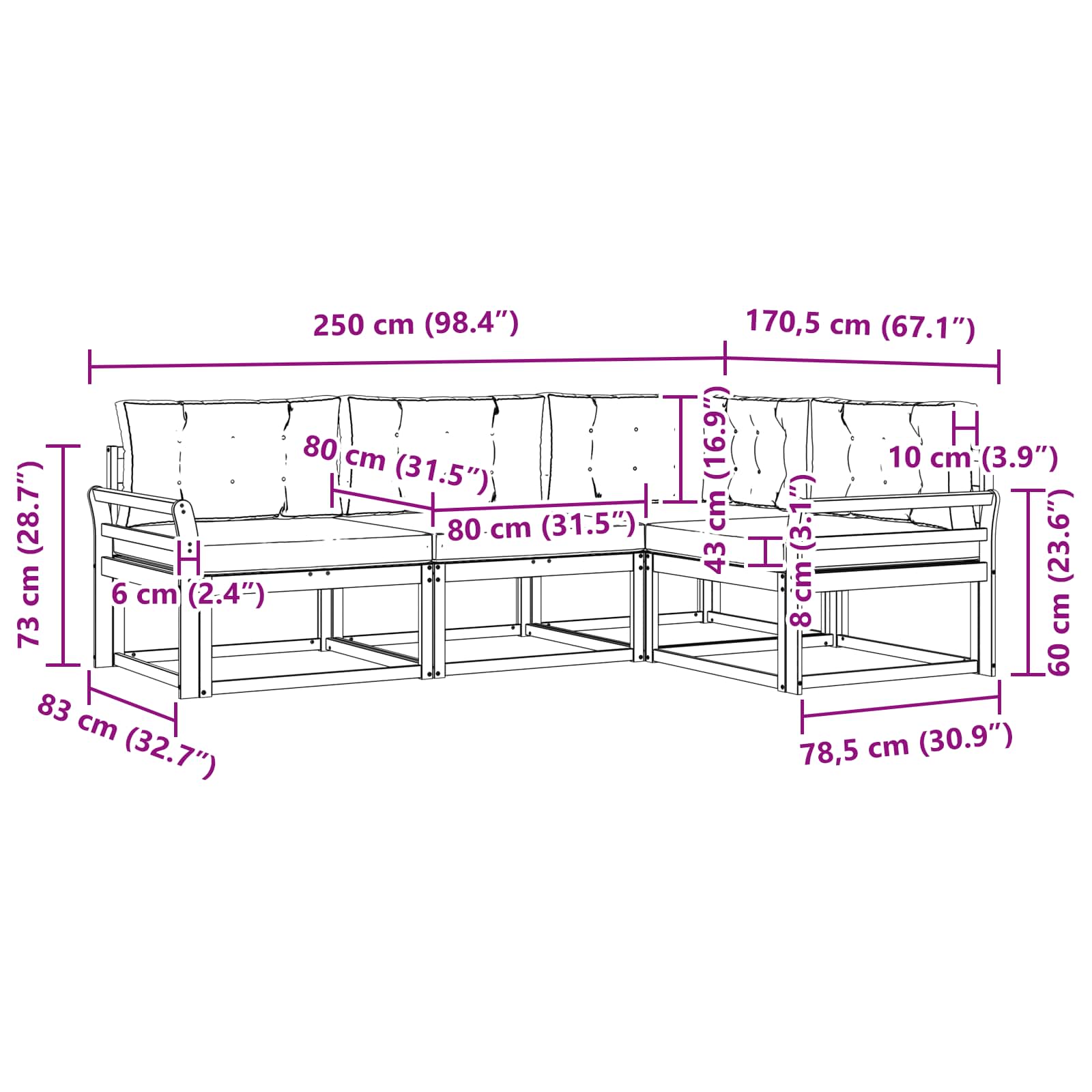 Set vanjskih sofa s jastukom 4 pcs Prirodna i krem