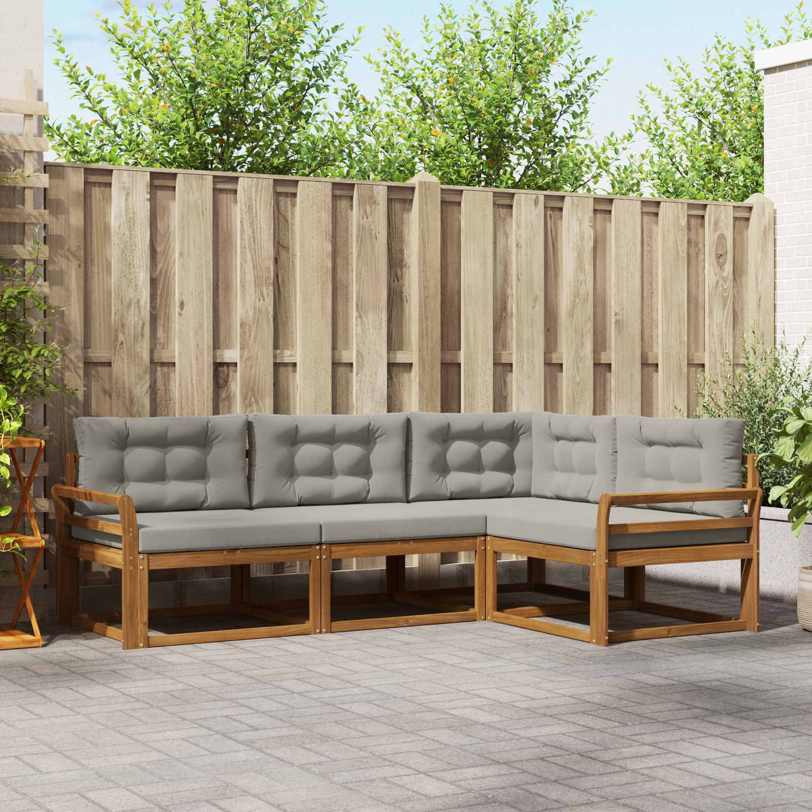 Set vanjskih sofa s jastukom 4 pcs Prirodna i svijetlo siva