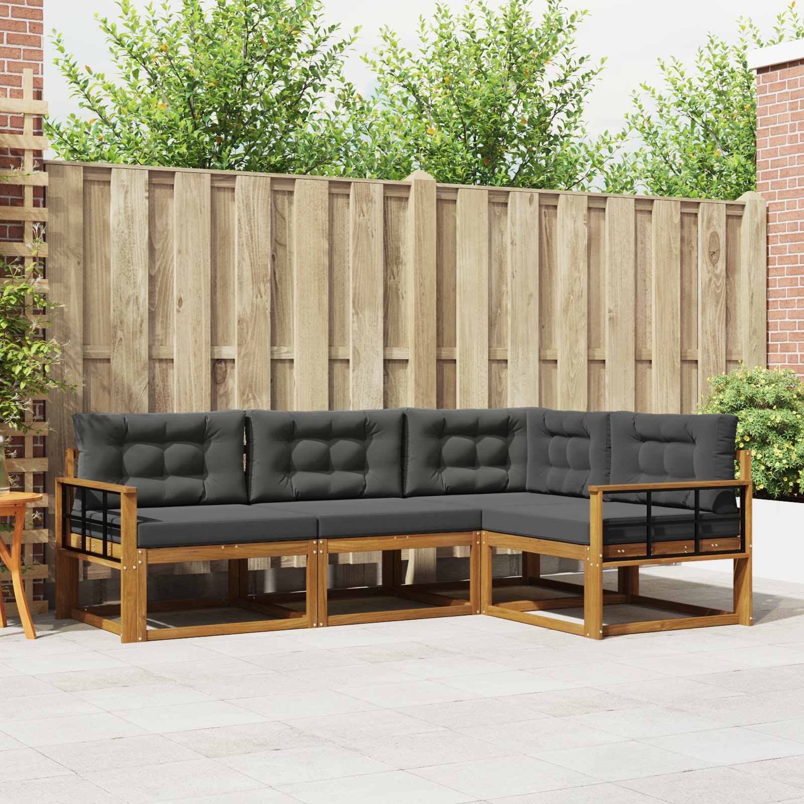 Set vanjskih sofa s jastukom 4 pcs Prirodna i antracit