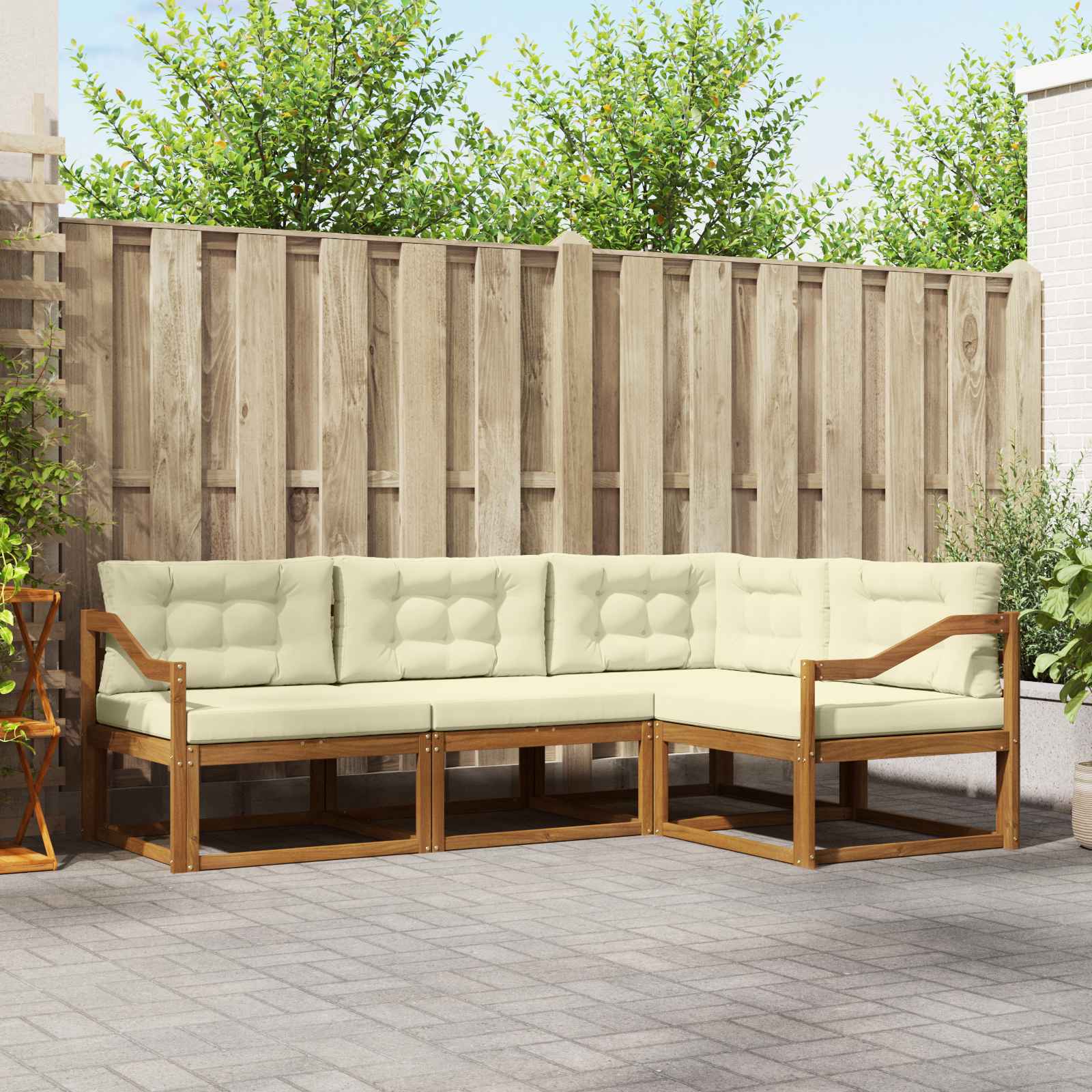 Set vanjskih sofa s jastukom 4 pcs Prirodna i krem