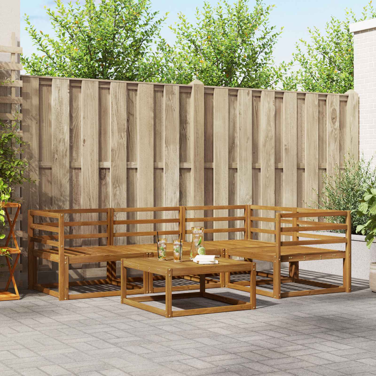 Set vanjskih sofa 5 pcs Prirodna Čvrsto drvo akacije