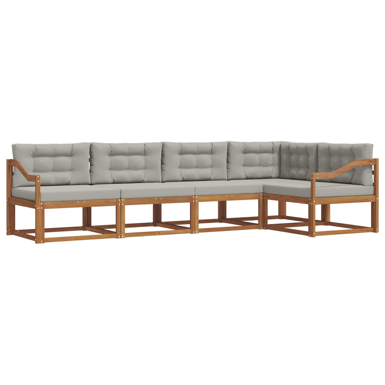 Set vanjskih sofa s jastukom 5 pcs Prirodna i svjetlosiva