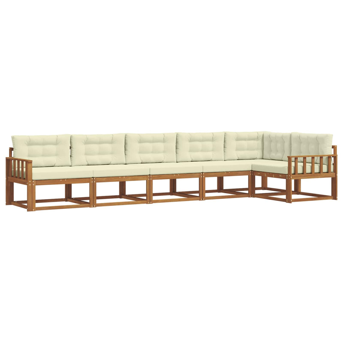 Set vanjskih sofa 6 kom. Prirodna i krem Smeđa 406 x 168,5 x 73 cm
