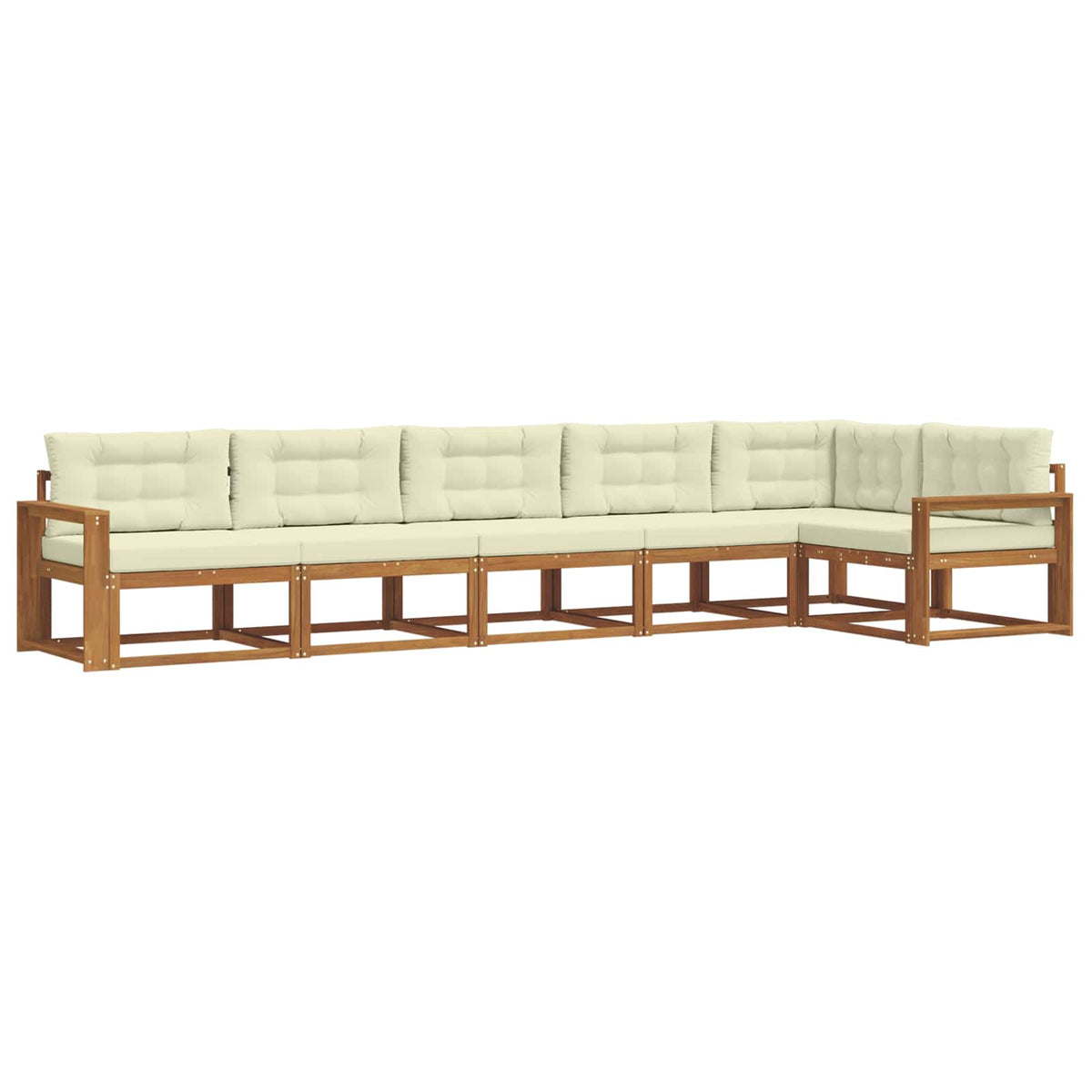 Set vanjskih sofa 6 kom. Prirodna i krem Smeđa 410 x 172,5 x 73 cm