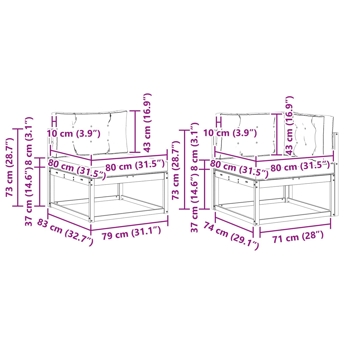 Set vanjskih sofa 6 kom. Prirodna i krem Smeđa 410 x 172,5 x 73 cm