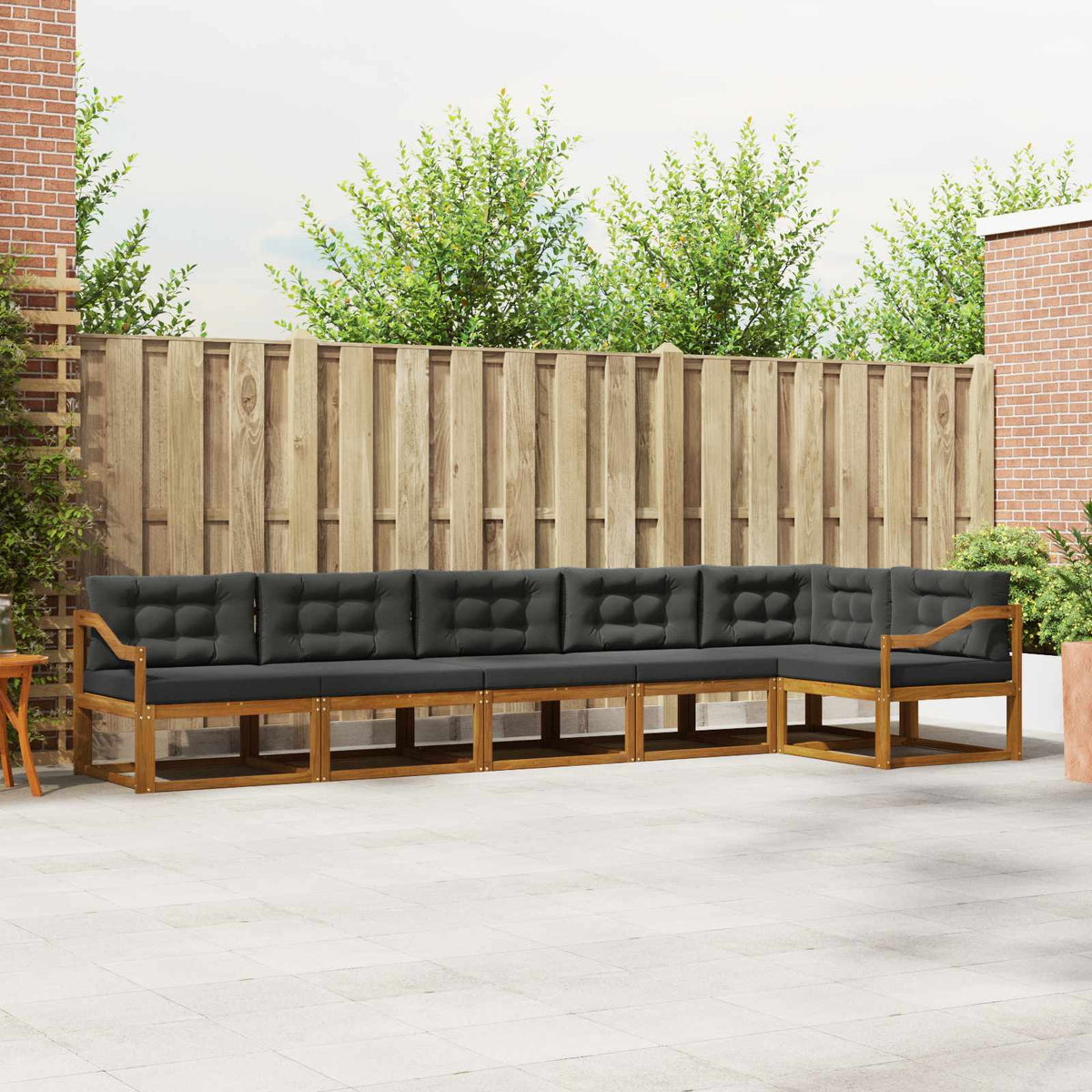 Set vanjskih sofa s jastukom 6 pcs Prirodna i antracit