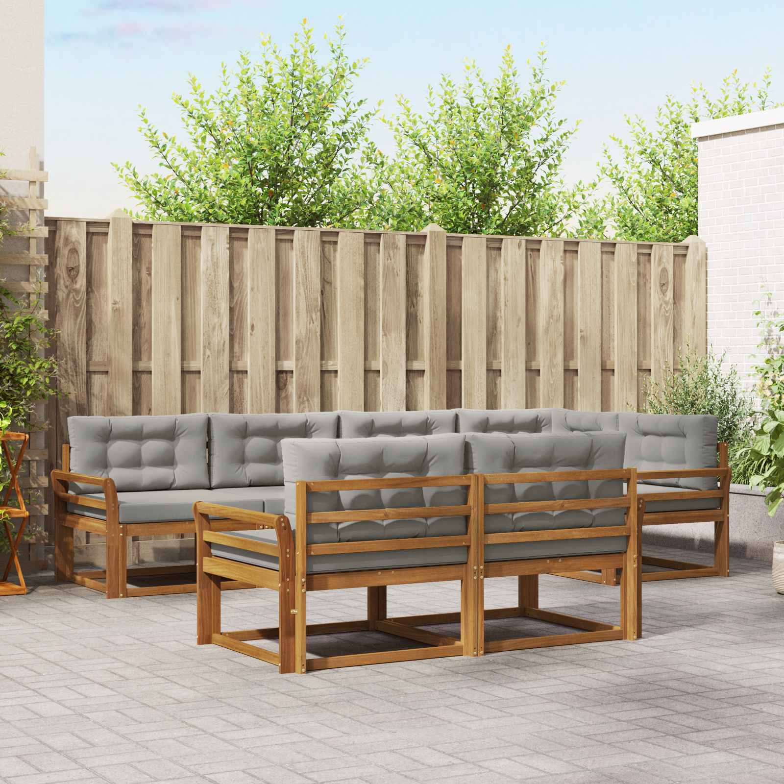 Set vanjskih sofa s jastukom 7 pcs Prirodna i svjetlosiva