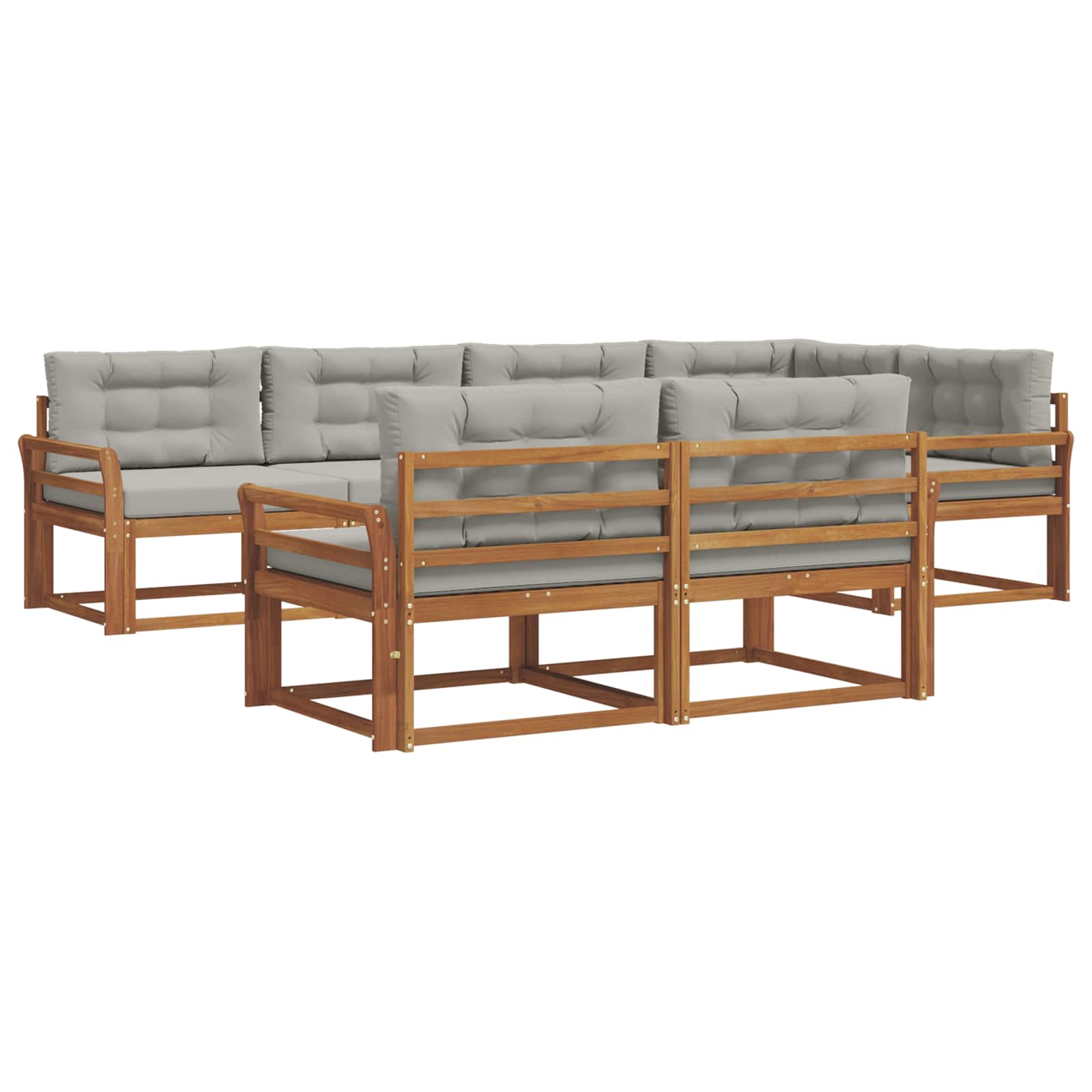 Set vanjskih sofa s jastukom 7 pcs Prirodna i svjetlosiva