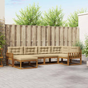 Set vanjskih sofa 6 kom. Prirodna i bež Smeđa 327 x 168,5 x 73 cm
