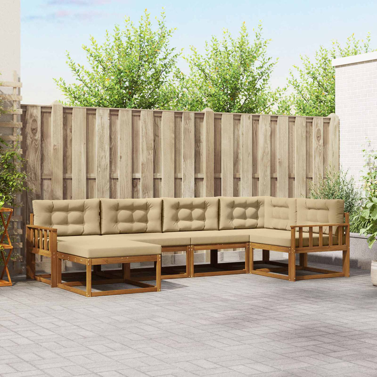 Set vanjskih sofa 6 kom. Prirodna i bež Smeđa 327 x 168,5 x 73 cm