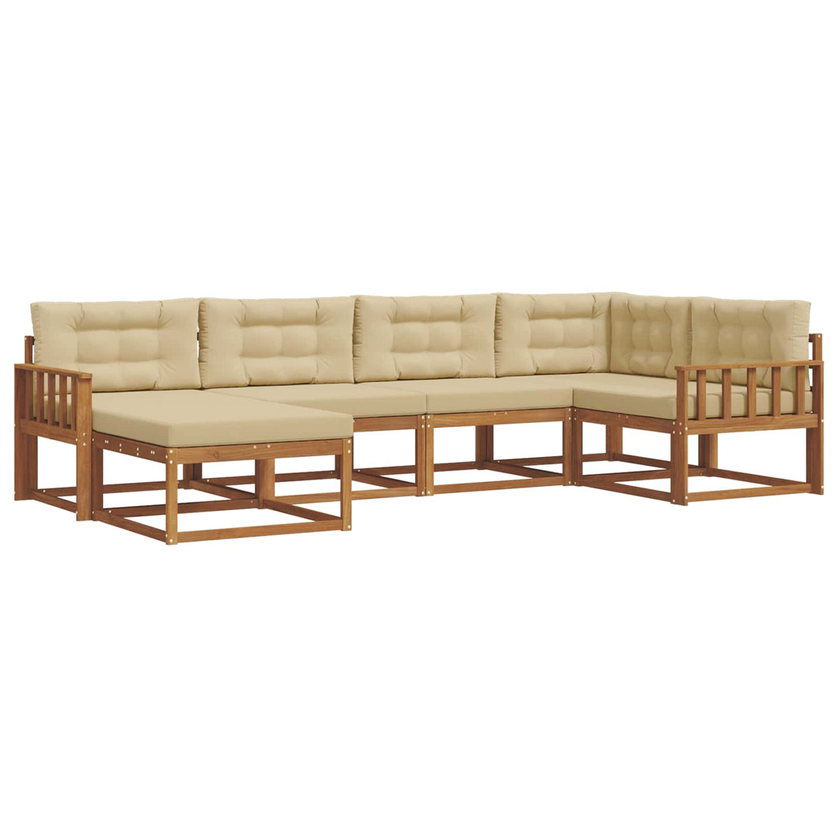 Set vanjskih sofa 6 kom. Prirodna i bež Smeđa 327 x 168,5 x 73 cm