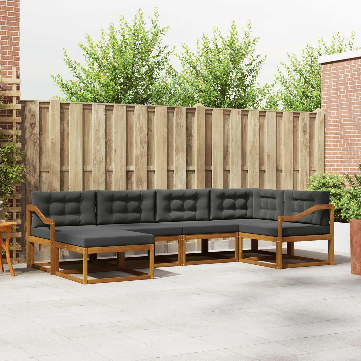 Set vanjskih sofa s jastukom 6 pcs Prirodna i antracit