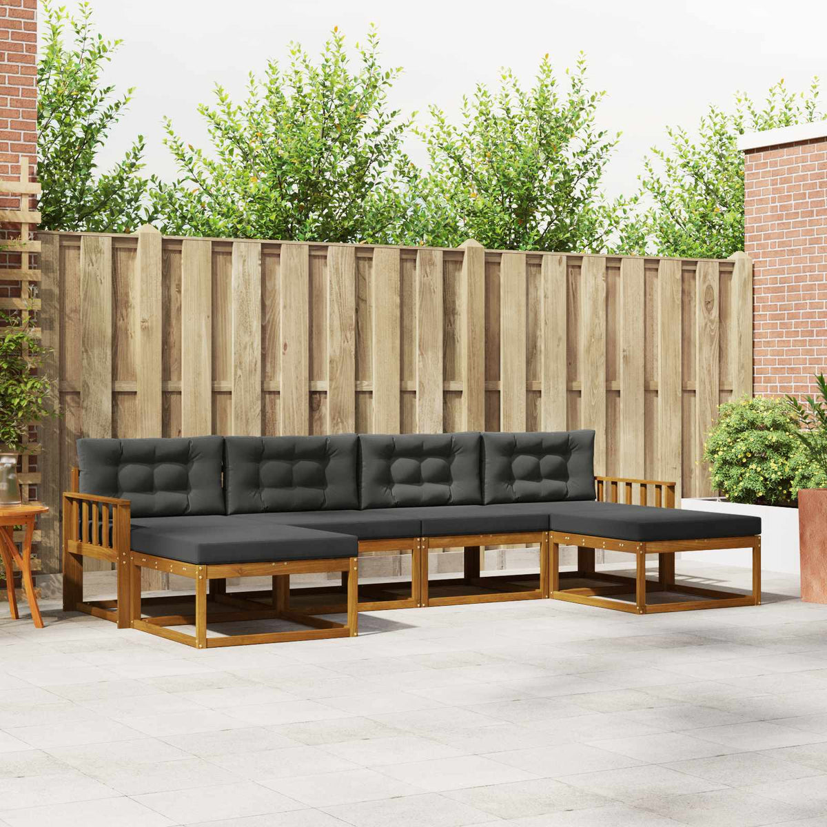 Set vanjskih sofa s jastukom 6 pcs Prirodna i antracit