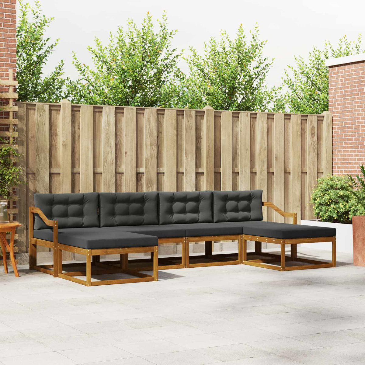 Set vanjskih sofa s jastukom 6 pcs Prirodna i antracit