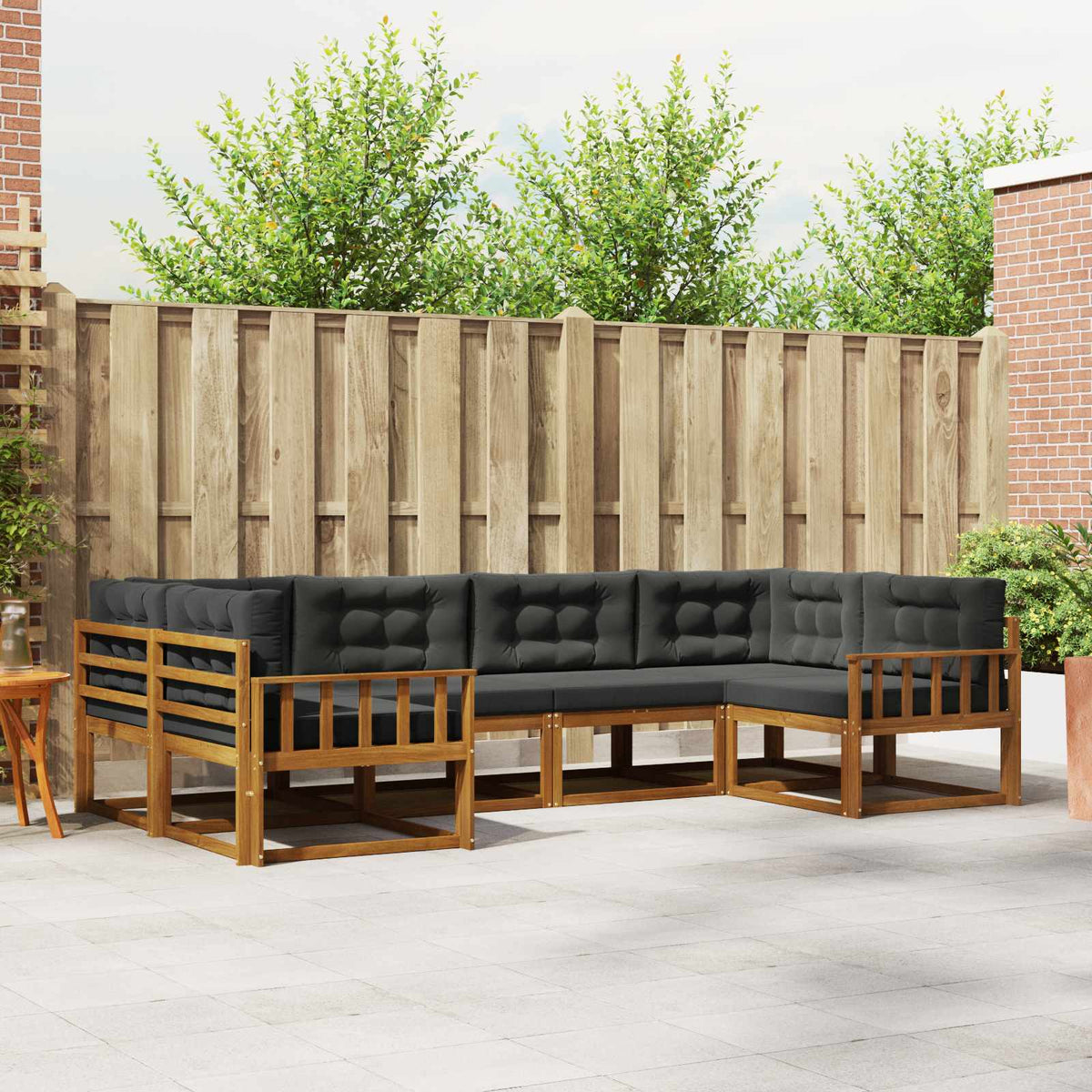 Set vanjskih sofa s jastukom 6 pcs Prirodna i antracit