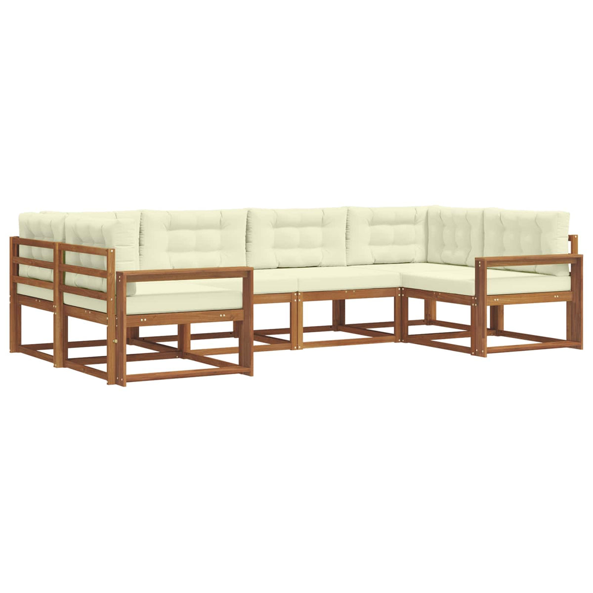 Set vanjskih sofa 6 kom. Prirodna i krem Smeđa 325 x 172,5 x 73 cm