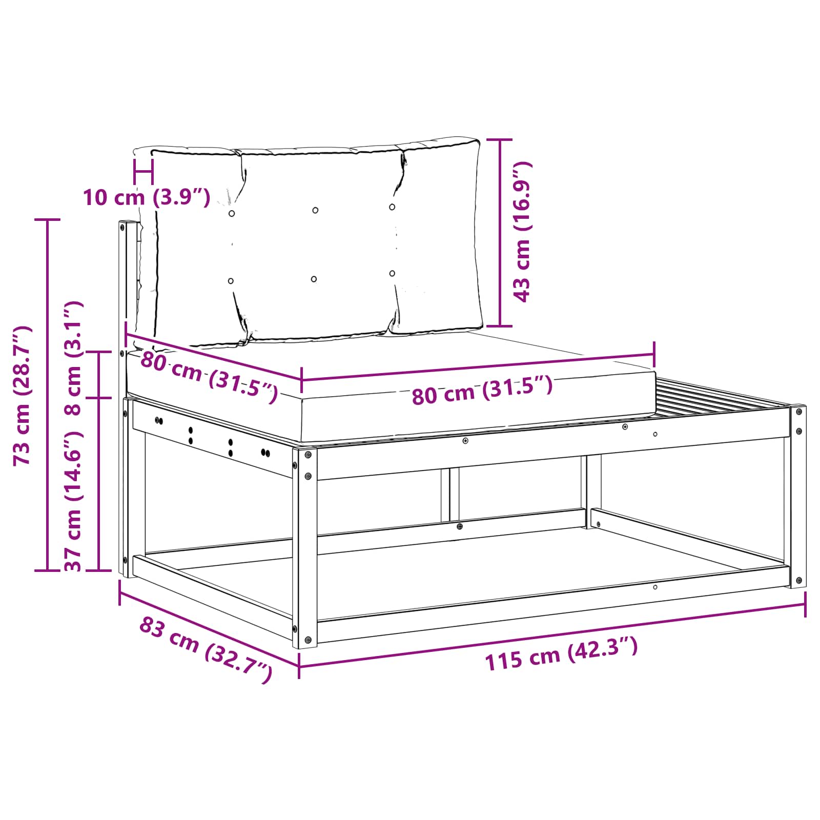 Set vanjskih sofa s jastukom Prirodna i krem
