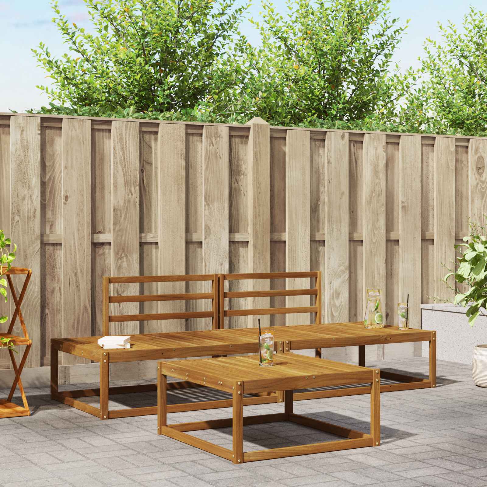 Set vanjskih sofa Prirodna Čvrsto drvo akacije