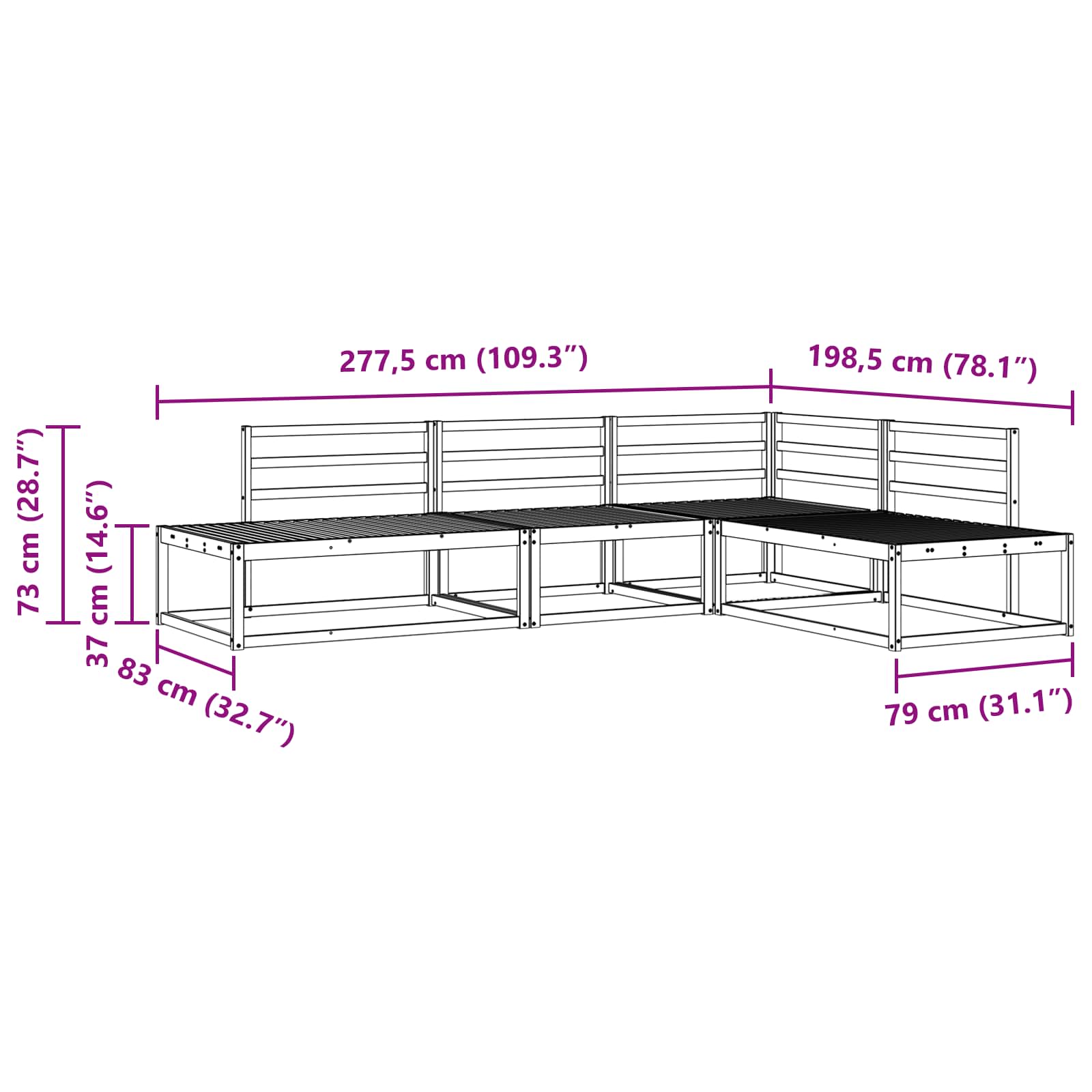 Set vanjskih sofa Prirodna Čvrsto drvo akacije
