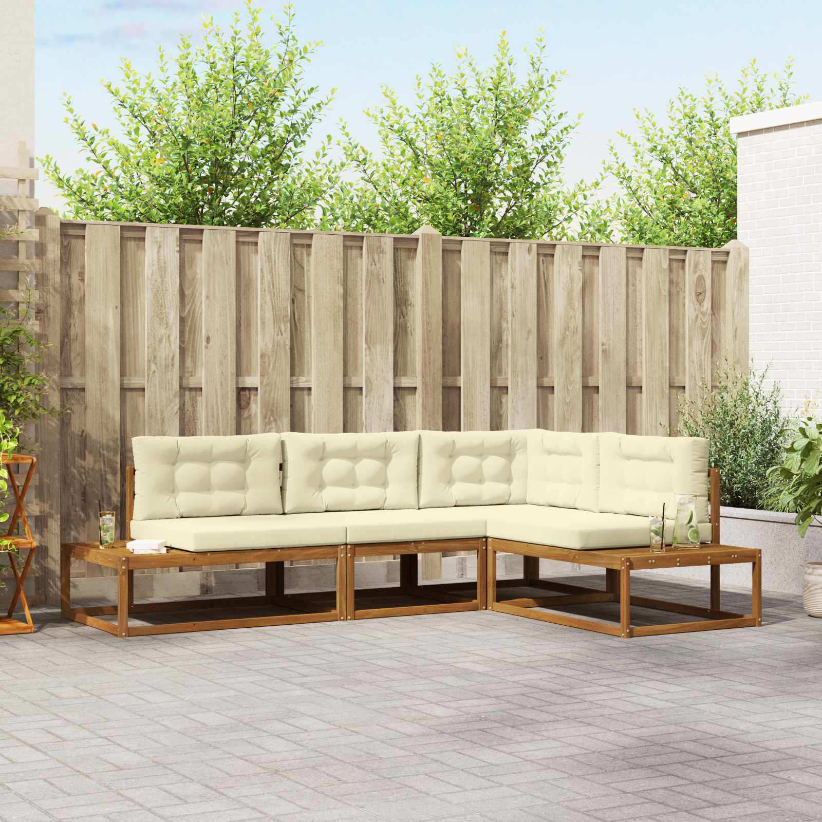Set vanjskih sofa Prirodna i krem