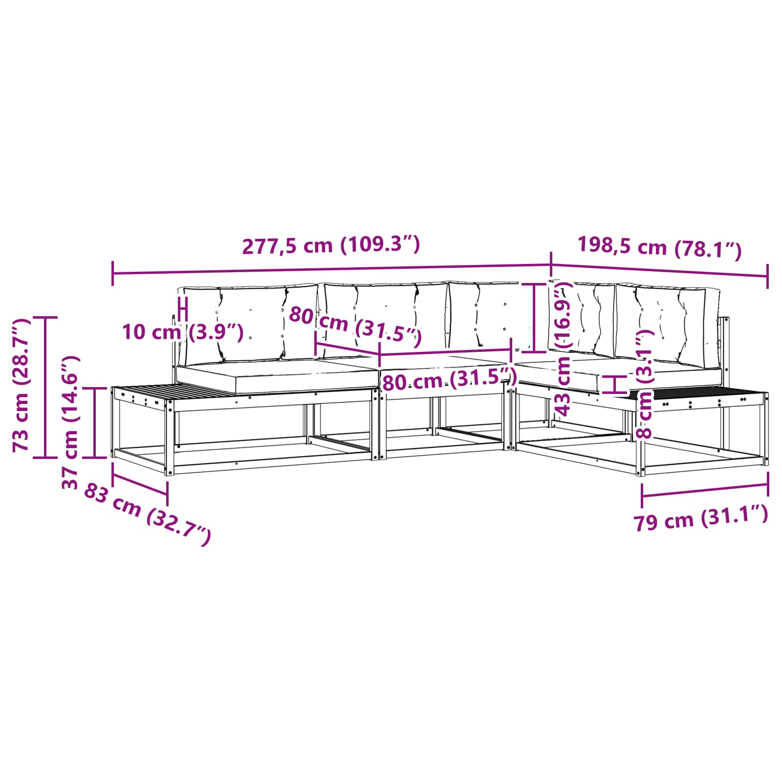 Set vanjskih sofa Prirodna i krem