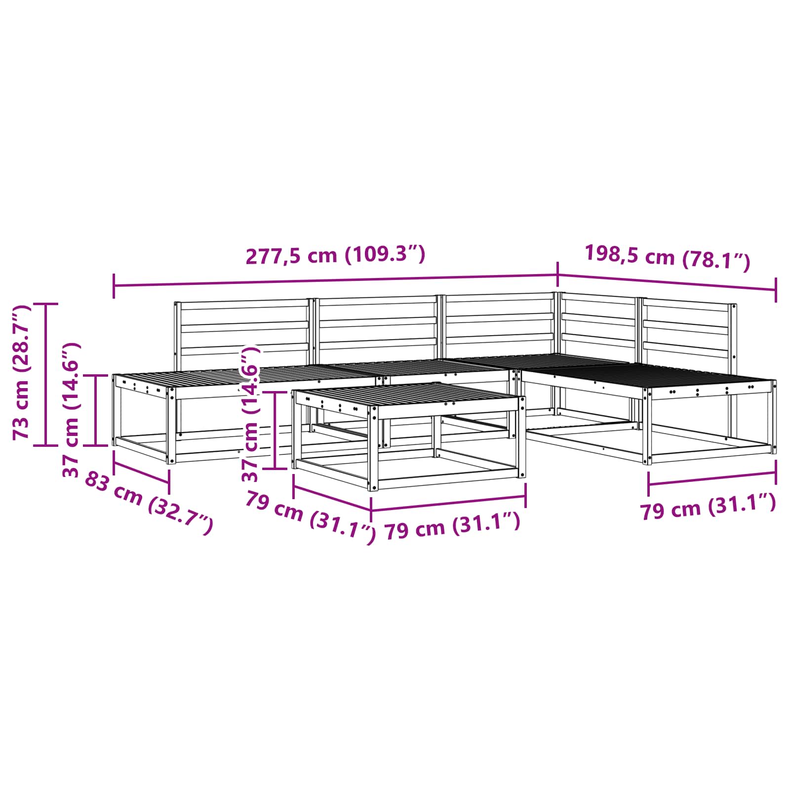 Set vanjskih sofa Prirodna Čvrsto drvo akacije
