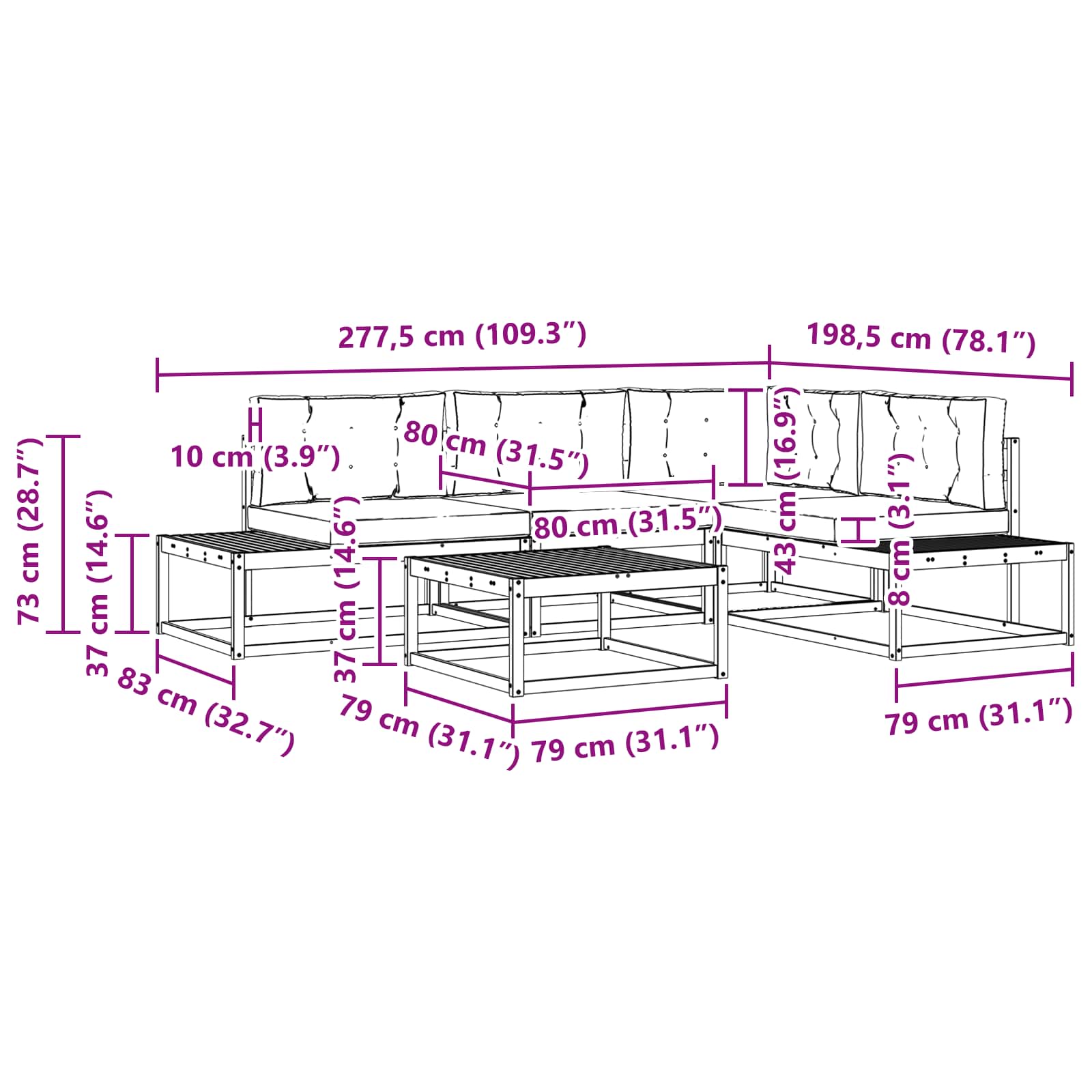 Set vanjskih sofa Prirodna i krem