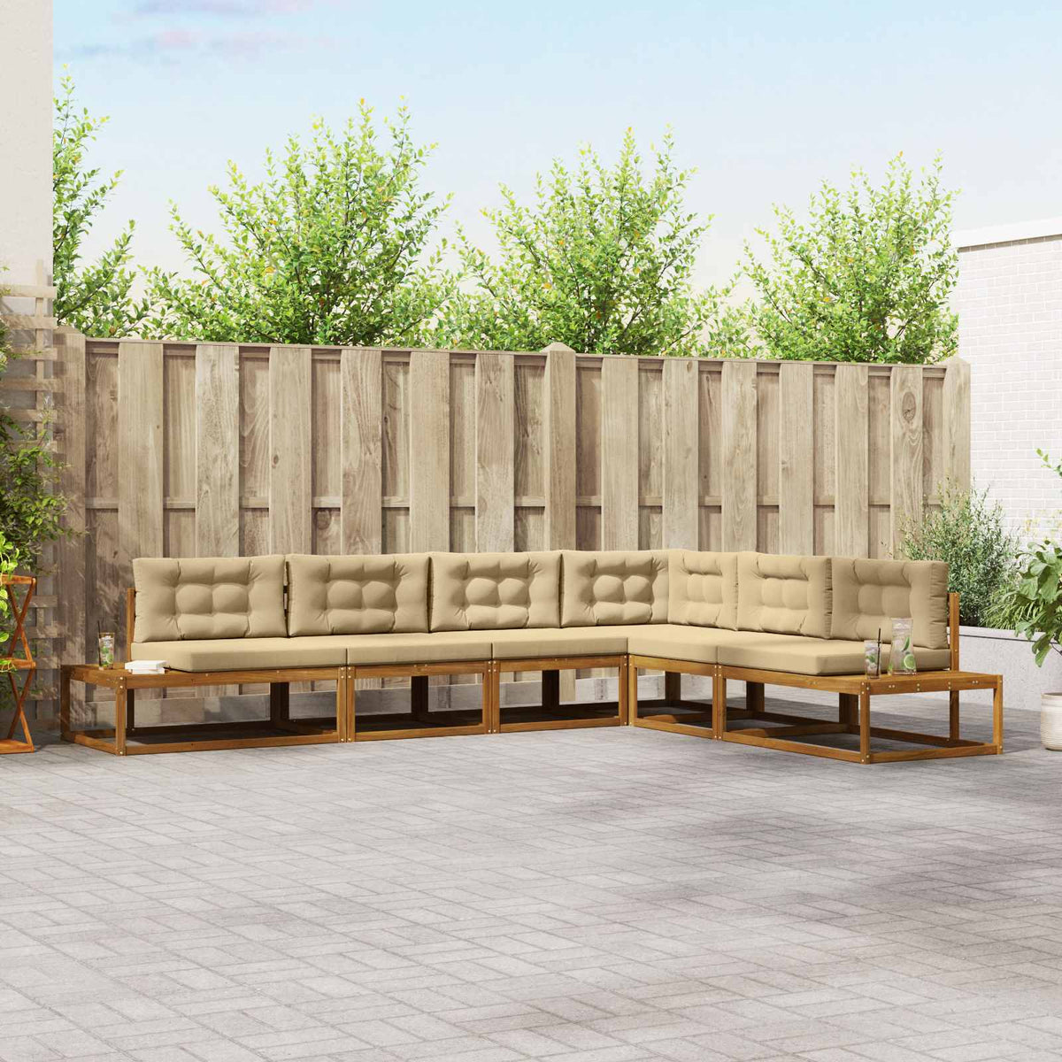 Set vanjskih sofa 6 kom. Prirodna i bež